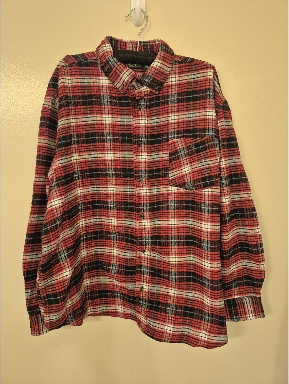 Stillwater Supply Co. Mens 2XL Red Black Plaid Flannel Shirt Cotton Blend